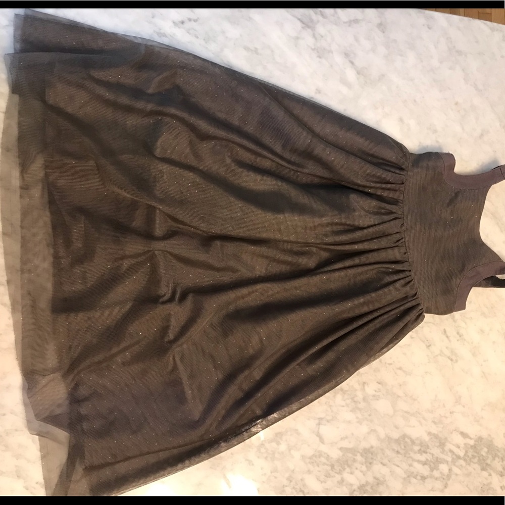 Old navy dress. Gray with gold sparkles.